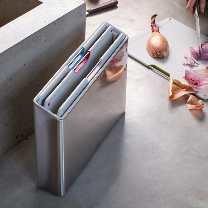 Joseph Joseph - Folio Steel Schneidebretter, Edelstahl / light stone (4-teilig)