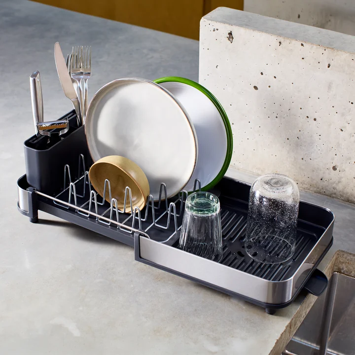 Joseph Joseph - Extend Steel ausziehbares Abtropfgestell, slim, Edelstahl / graphit