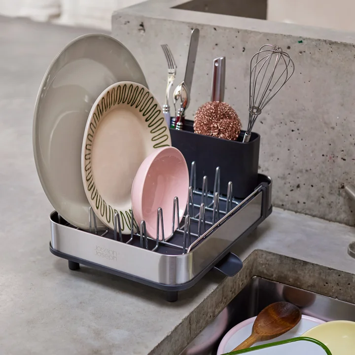 Joseph Joseph - Extend Steel ausziehbares Abtropfgestell, slim, Edelstahl / graphit