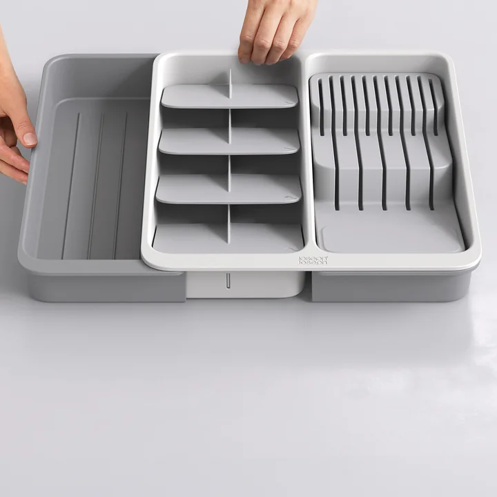 Joseph Joseph - DrawerStore ausziehbarer Besteckkasten, inkl. Messer-Organizer, light stone