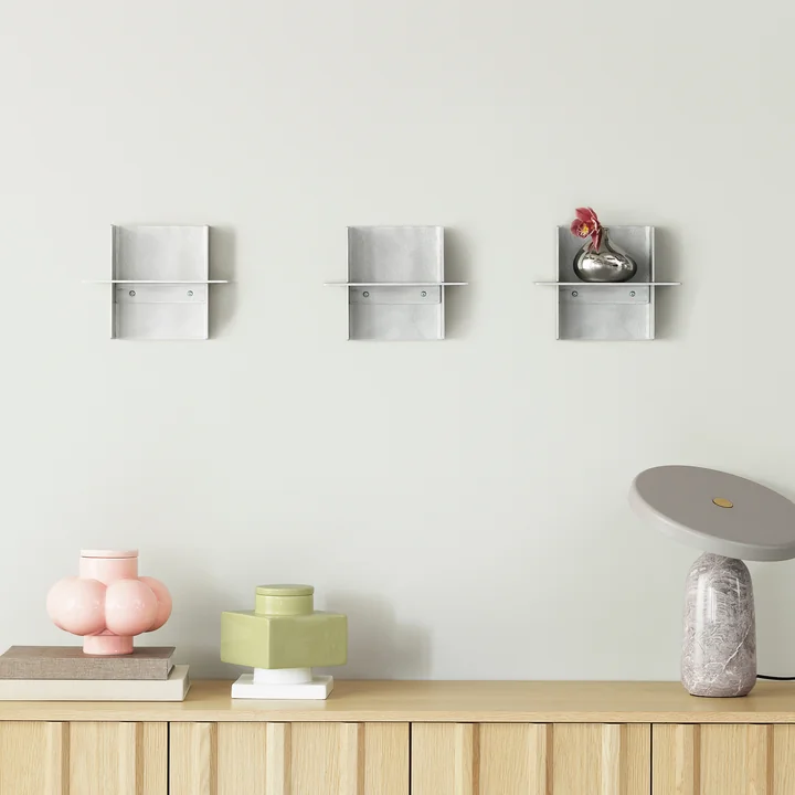 Normann Copenhagen - Alu Wandregal, 25 cm, Aluminium gebürstet