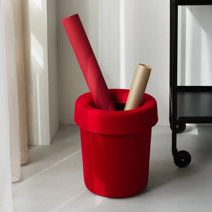 Normann Copenhagen - Hide Büroabfalleimer, bright red