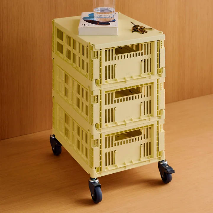 HAY - Beistelltisch auf Rollen, medium, hellgelb, recycled