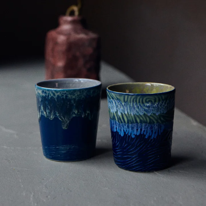 HKliving - 70's Van Gogh Kaffeebecher, 230 ml, starry night (2er-Set)