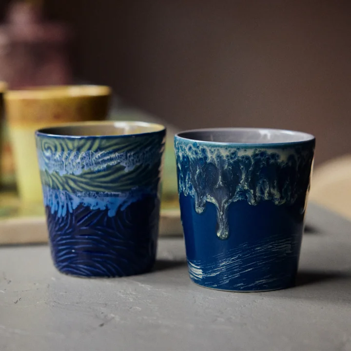 HKliving - 70's Van Gogh Kaffeebecher, 230 ml, starry night (2er-Set)