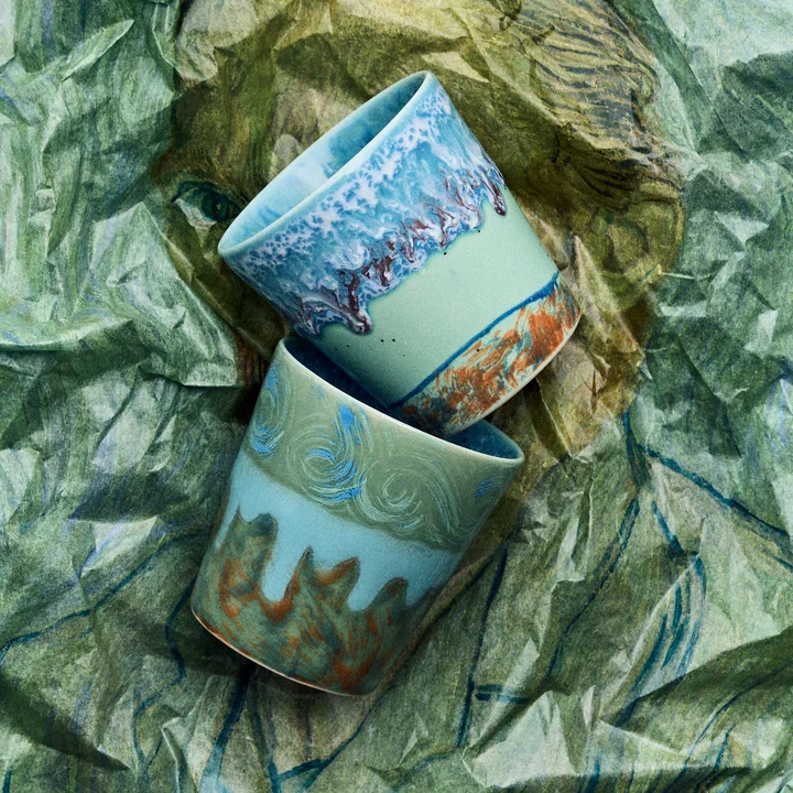 HKliving - 70's Van Gogh Kaffeebecher, 230 ml, self portrait (2er-Set)