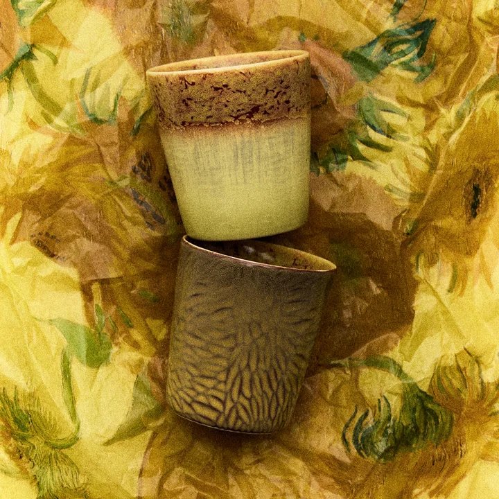 HKliving - 70's Van Gogh Kaffeebecher, 230 ml, sunflowers (2er-Set)