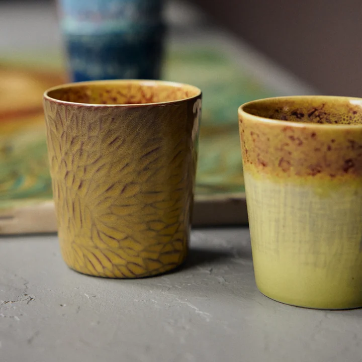 HKliving - 70's Van Gogh Kaffeebecher, 230 ml, sunflowers (2er-Set)