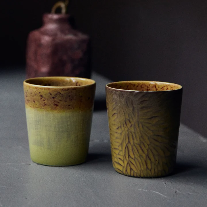 HKliving - 70's Van Gogh Kaffeebecher, 230 ml, sunflowers (2er-Set)