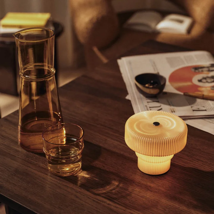 Ferm Living - Ripple LED Akku-Leuchte, hellbeige