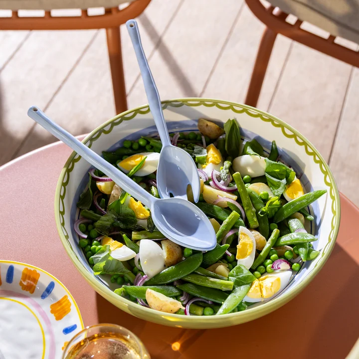 &klevering - Boavista Salatschale Ø 30 cm, grün und Boavista Salatbesteck, blau
