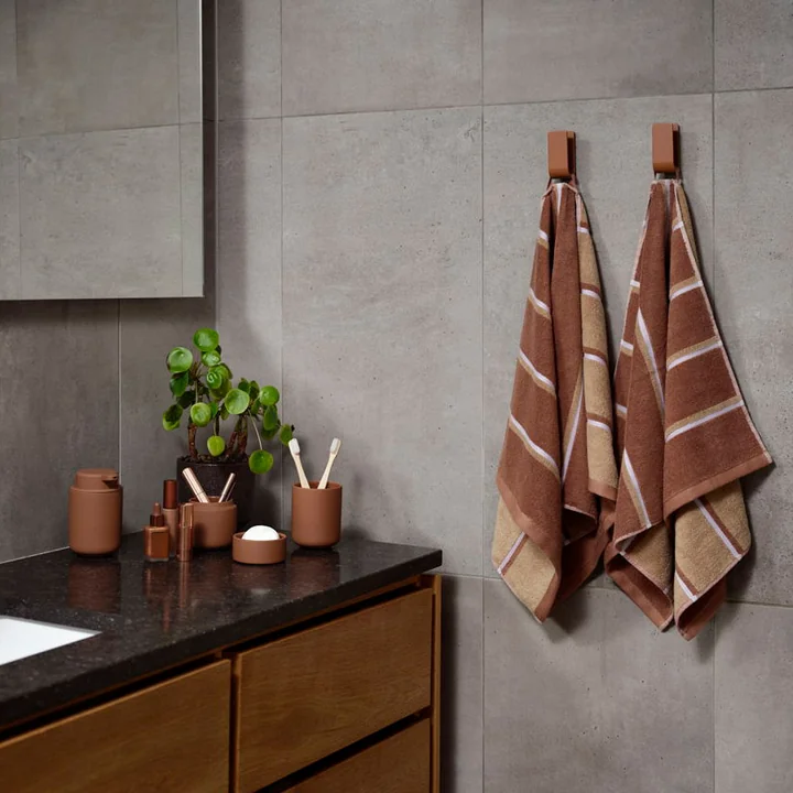 Zone Denmark - Handtuch Sauna, 50x100, Terracotta/Camel/Lupine