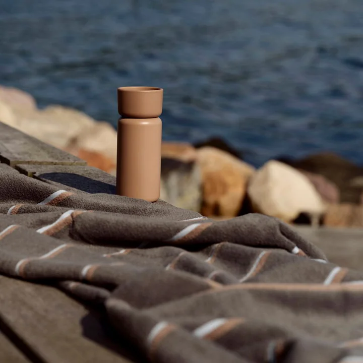 Zone Denmark - Badehandtuch Sauna, 70x140, Taupe/Camel/Sky Blue