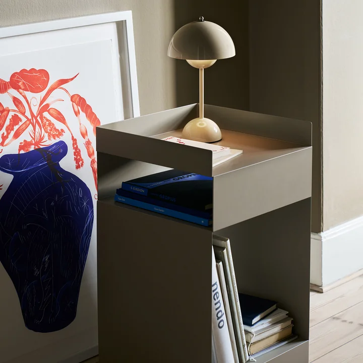 Rotate Beistelltisch SC73, 59 x 35 cm, Stahl, grau-beige (Exklusive Edition) von &Tradition