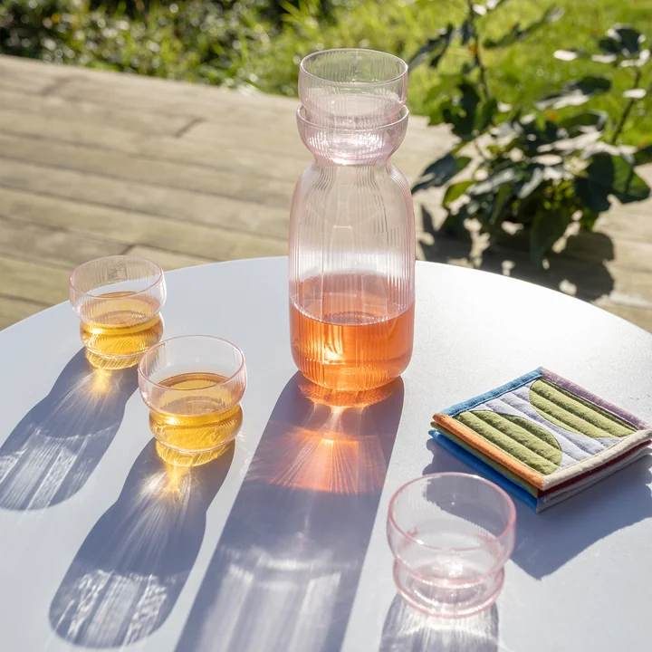 &klevering - Circus Karaffe 1,3 L mit Trinkglas, pink