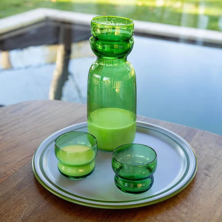 &klevering - Circus Karaffe 1,3 L mit Trinkglas, grün
