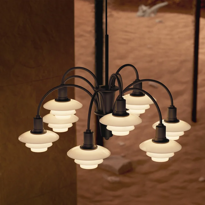 Louis Poulsen - PH 1/1 Kronleuchter Centenary Edition, aged brass / dusty terracotta (9-Armig)