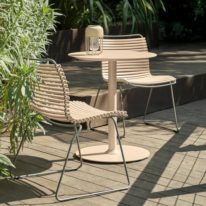 HOUE - Pico Gartentisch, Ø 64 cm, Gestell rund, beige