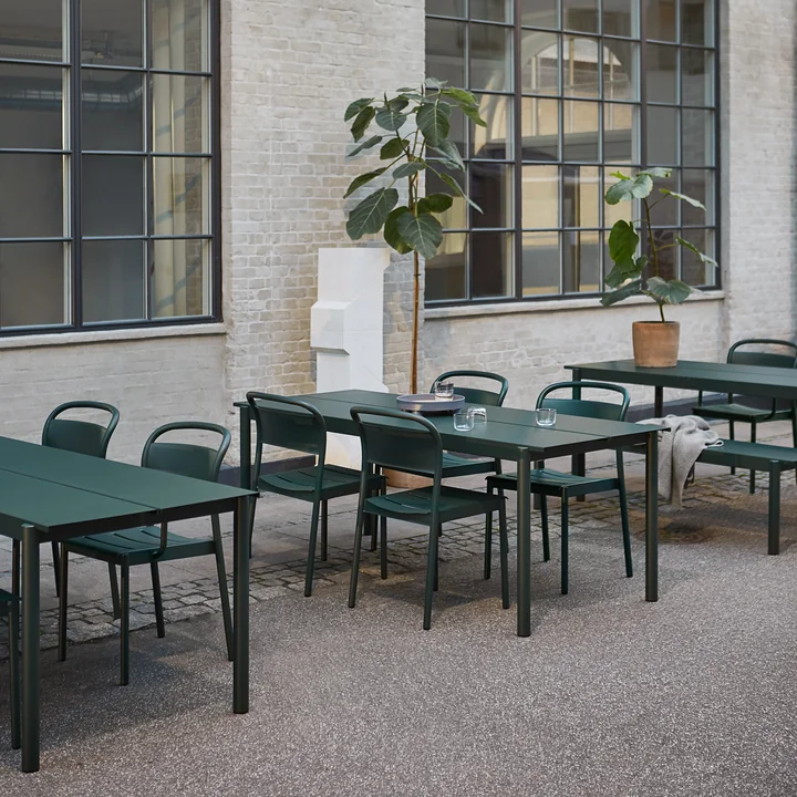 Muuto - Linear Stahltisch Outdoor, 200 cm, dark green