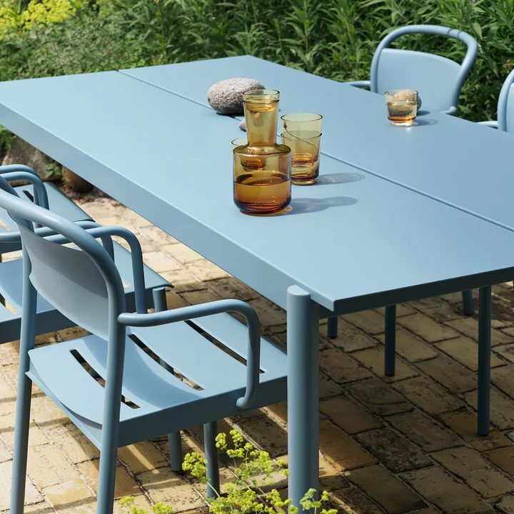 Muuto - Linear Stahltisch Outdoor, 200 cm, pale blue