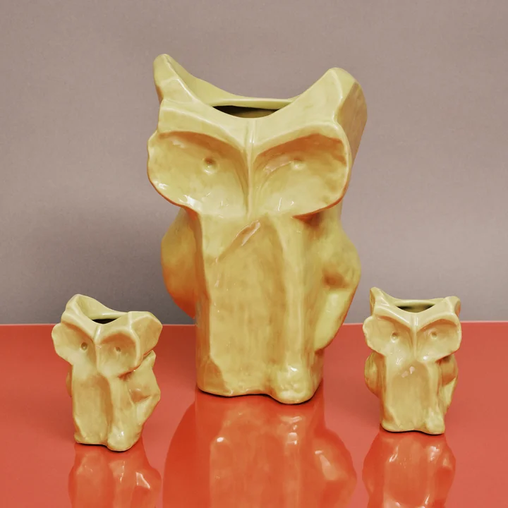 Serax - After Midnight Vase Owl, L und XS, gelb