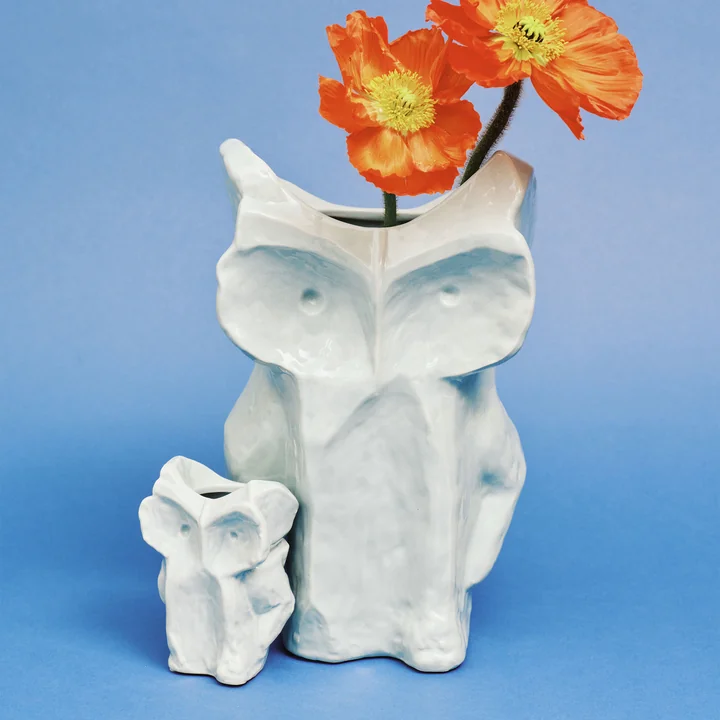 Serax - After Midnight Vase Owl, L und XS, hellblau