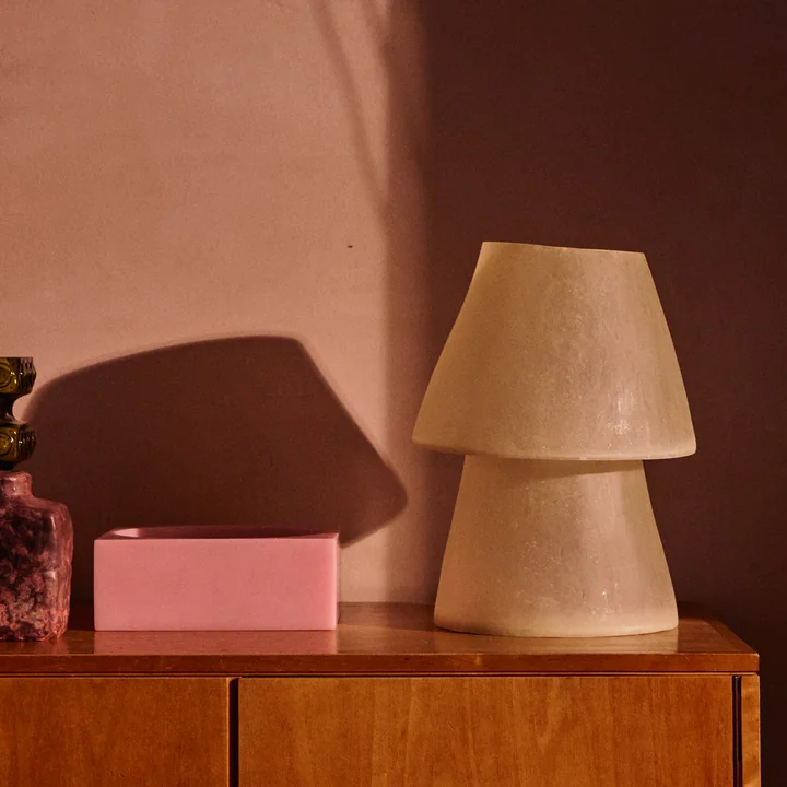 HKliving - Glassfiber Tischleuchte, H 28 cm, pink