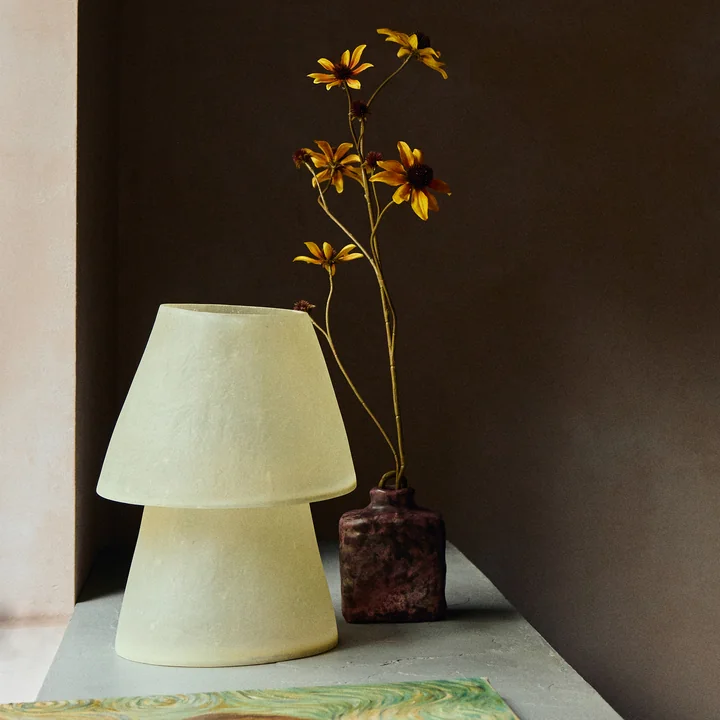 HKliving - Glassfiber Tischleuchte, H 35 cm, off white