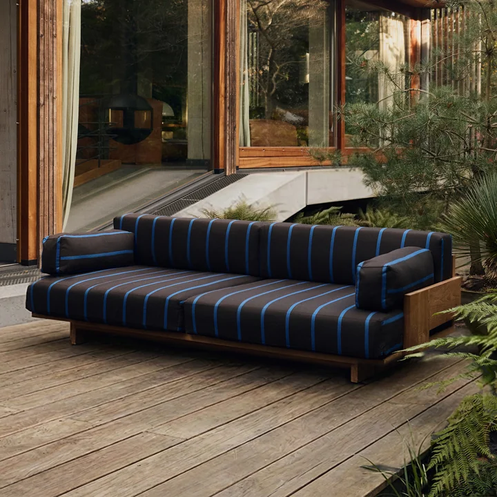 HKliving - Outdoor Teak Lounge-Sofa, burnt sky