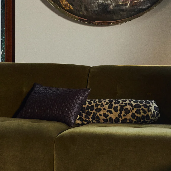 HKliving - Rollenkissen, Ø 13 x 50 cm, panther, Woven Kissen