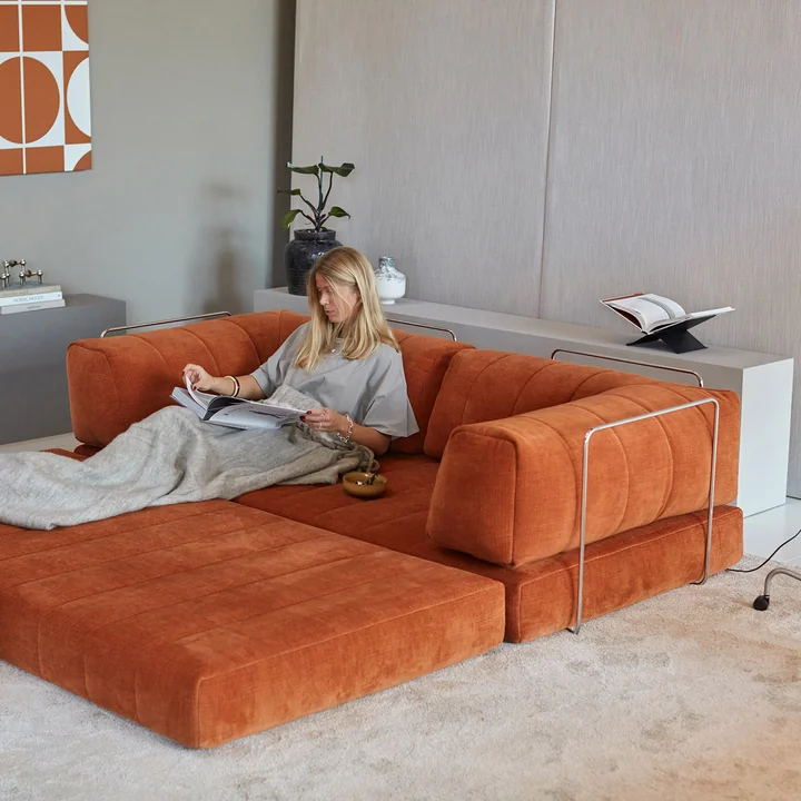Innovation Living - Cozypad Schlafsofa, 2 L-förmige Rückenpolster, rust orange (Stoff 412 Esina)