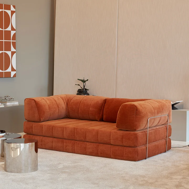 Innovation Living - Cozypad Schlafsofa, 2 L-förmige Rückenpolster, rust orange (Stoff 412 Esina)