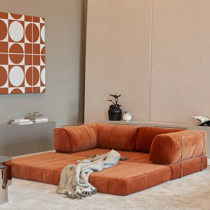 Innovation Living - Cozypad Schlafsofa, 2 L-förmige Rückenpolster, rust orange (Stoff 412 Esina)