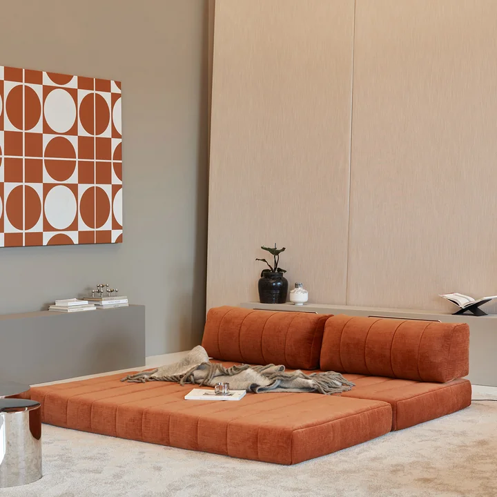 Innovation Living - Cozypad Schlafsofa, 2 gerade Rückenkissen, rust orange (Stoff 412 Esina)