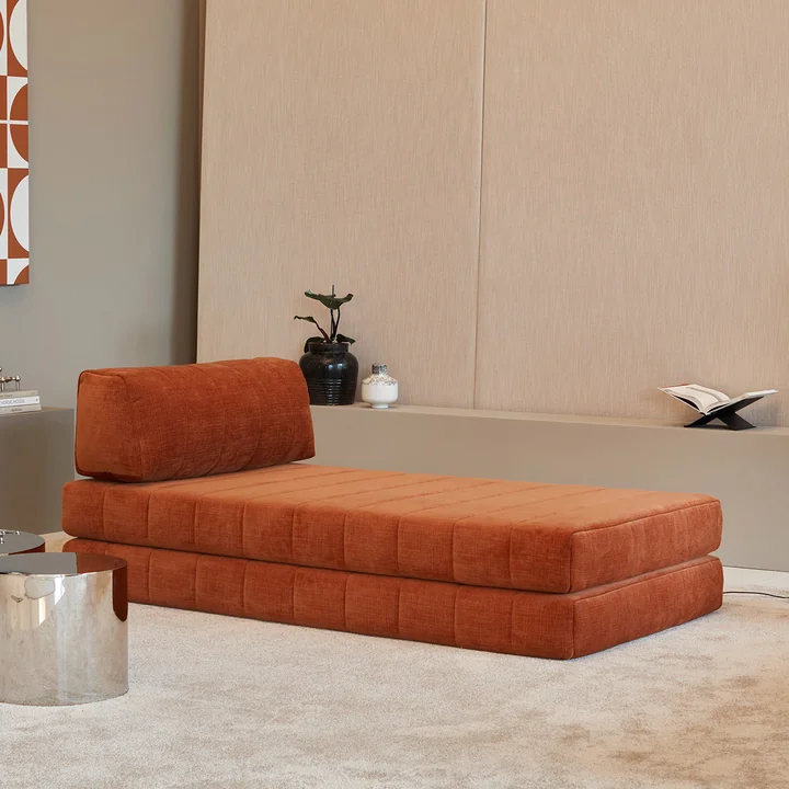 Innovation Living - Cozypad Schlafsofa, 2 gerade Rückenkissen, rust orange (Stoff 412 Esina)