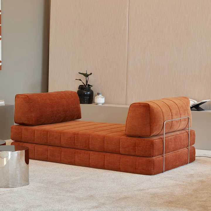 Innovation Living - Cozypad Schlafsofa, 2 gerade Rückenkissen, rust orange (Stoff 412 Esina)