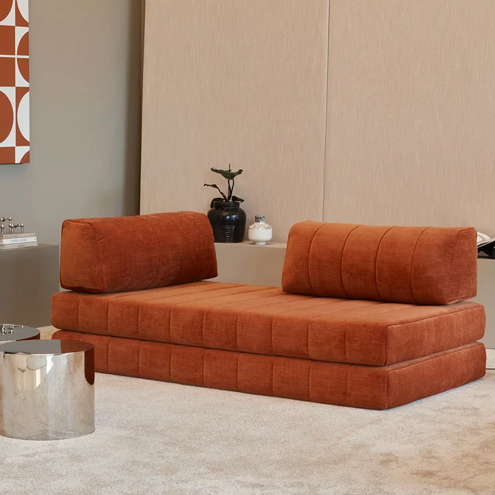 Innovation Living - Cozypad Schlafsofa, 2 gerade Rückenkissen, rust orange (Stoff 412 Esina)