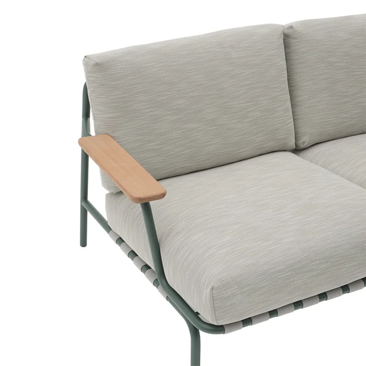Muuto - Settle Outdoor 2-Sitzer Sofa, grün / dunkelgrün (Stoff Ribbed Weave 2)