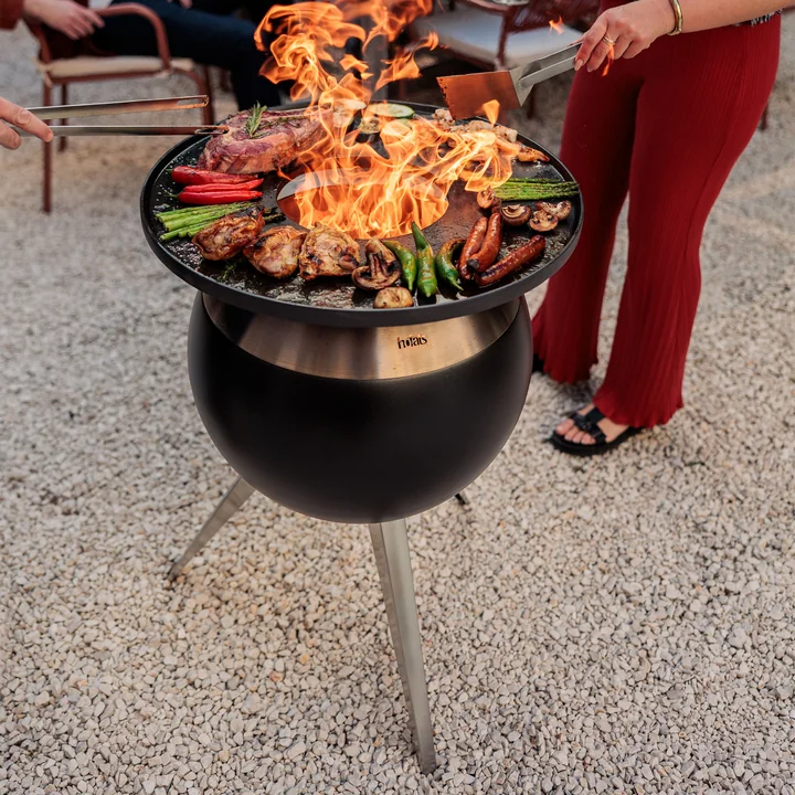 höfats - MOON 55 Plancha-Grillset hoch, Edelstahl / schwarz