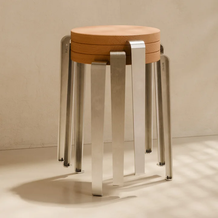 TipToe - LOU Hocker CORE, Eiche / Edelstahl