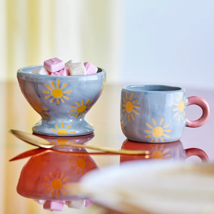 Bloomingville - Nini Schale und Tasse, Sonne, blau