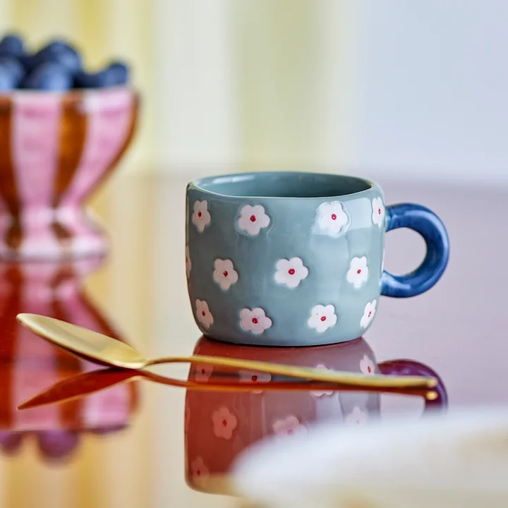 Bloomingville - Nini Tasse, Blume, blau