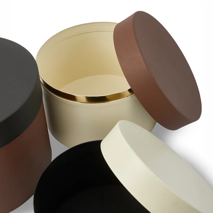 POLSPOTTEN - Round Metal Caps And Jars Vorratsdose 3er-Set, dunkelbraun