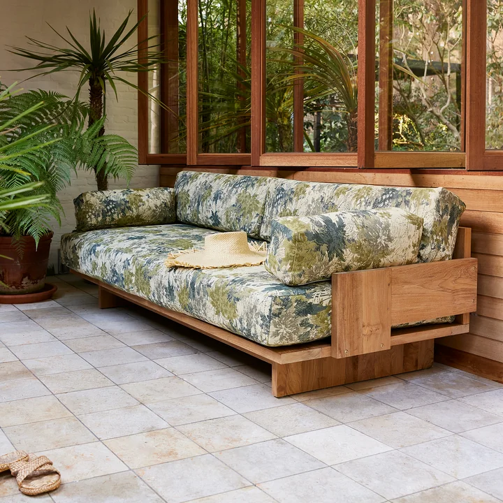 HKliving - Outdoor Teak Lounge-Sofa, Botanical