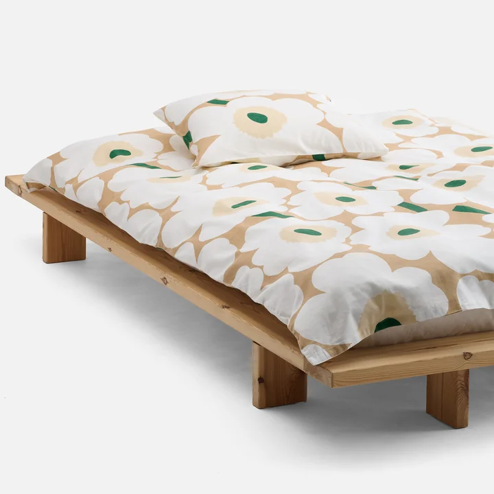Marimekko - Unikko Deckenbezug, 150 x 210 cm, sand / off white / hay / emerald