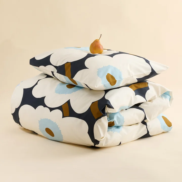 Marimekko - Pieni Unikko Kissenbezug, 50 x 50 cm, blueberry, white, cold blue