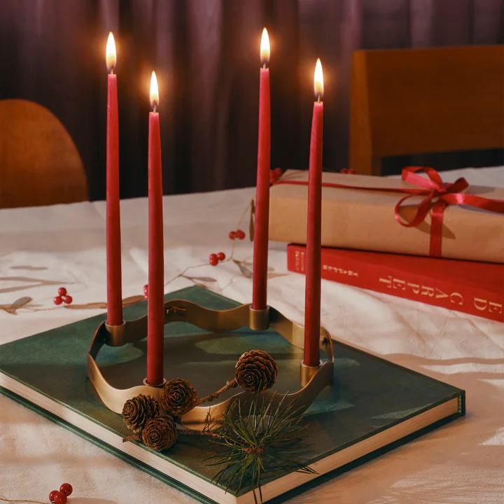 Broste Copenhagen - Halo Kerzenständer, brass antique finish