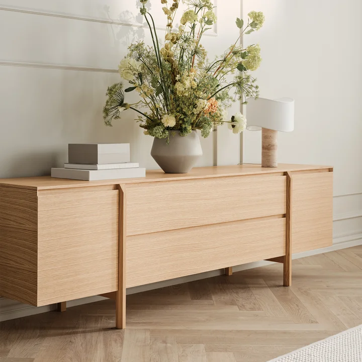 Bolia - Daia Sideboard mit Schubladen, 240 cm, Eiche weiß pigmentiert 