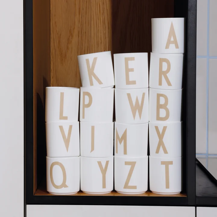 Design Letters - AJ Porzellan Becher, beige / weiß