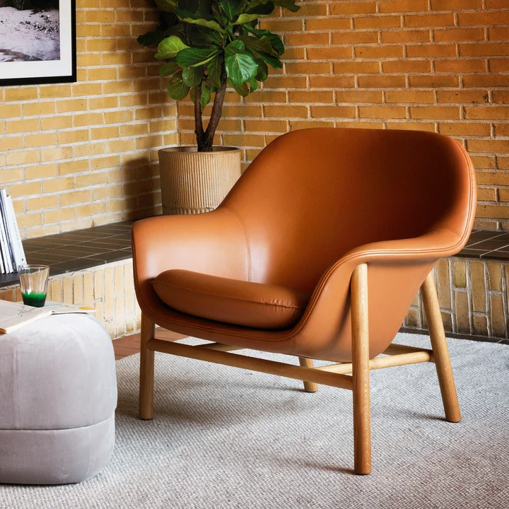 Normann Copenhagen - Drape Lounge Chair, low, Eiche / Ultra-Leder 41576